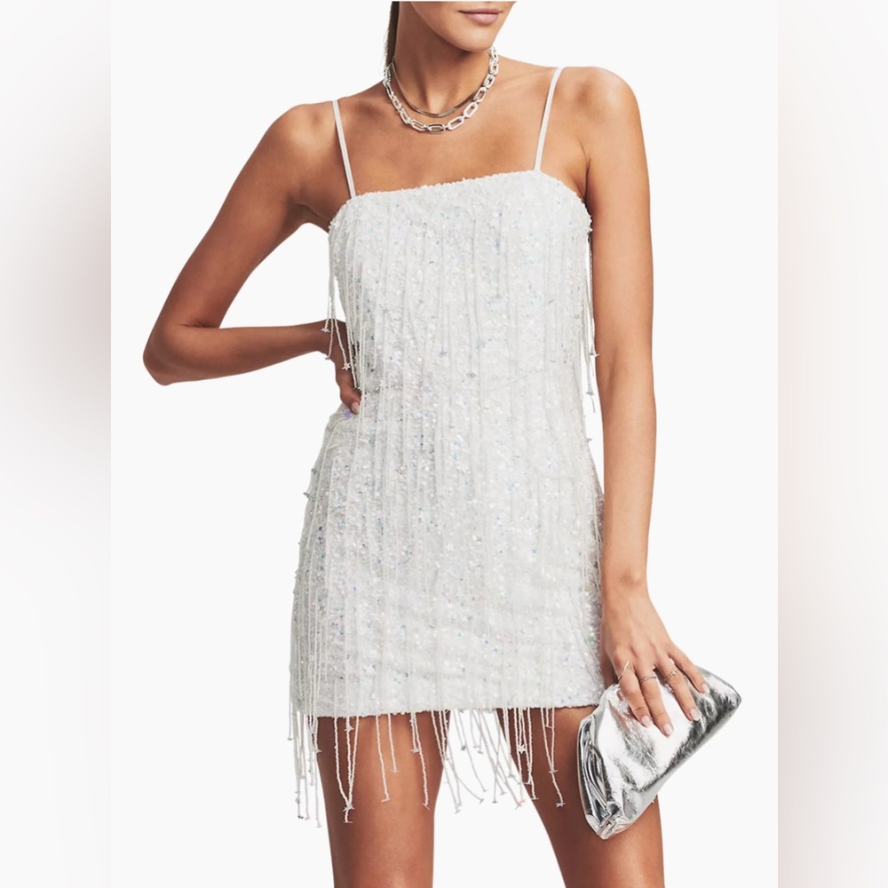 Retrofete Heather sequin star fringe dress